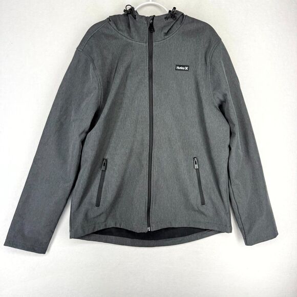 Hurley Mens Fleece Lined Wind Resistant Heather Gray Jacket‎ Size L NEW - Picture 1 of 15